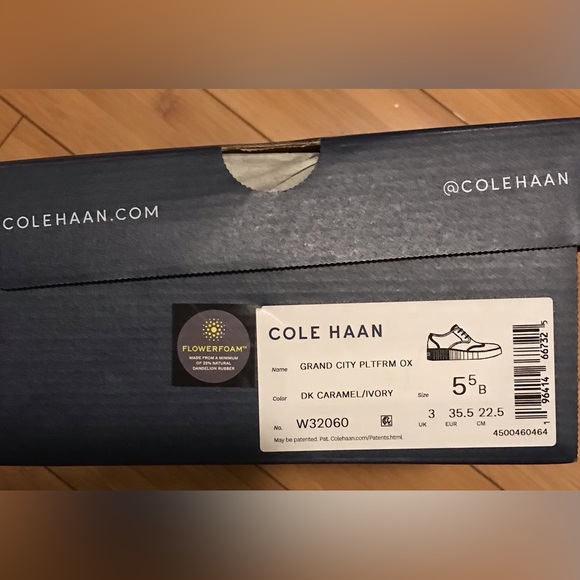 NWB Cole Haan Platform Wingtip Oxford 5.5 Tan/White - Picture 6 of 6